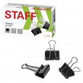 Зажим для бумаг 32мм черные металл STAFF EVERYDAY,  комплект 12шт