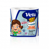 Туалетная бумага "VETA POP Art Kids" двухслойная, на втулке, 1*4 рул  