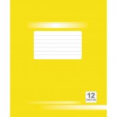Тетрадь №4 двуцветная, 12 листов, узкая косая линия, картон, желтая