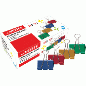 Зажимы для бумаг 32 мм "deVente", толщина скрепления до 13,5 мм, цветной ассорти, КОМПЛЕКТ 12 шт в кор.