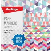 Флажки-закладки Berlingo "Ultra Sticky" "Geometry", 18*70мм, бумажные, в книжке, с дизайн., 25л*4