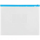 Папка-конверт на молнии OfficeSpace A4, прозрачная, 150мкм, молния синяя
