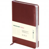 Ежедневник недатированный «Pristine», А5, кожзам, 160 л., серебряный срез, коричневый 
