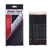 Набор карандашей чернографитных Gladed Pencil, дерево, 2Н-8В, шестигранные, без ластика, 12 шт.