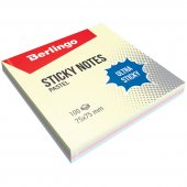 Блок самоклеящийся Berlingo "Ultra Sticky", 75х75мм, 100л, ассорти