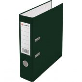 Папка-регистратор LAMARK600 PP 80мм зеленый, метал.окантовка/карман, собранный