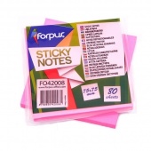 Блок самоклеящийся Forpus, 75 × 75 мм, 80 л., неон, розовый