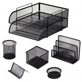 Настольный набор из металла BRAUBERG "Germanium", 7 предметов, черный