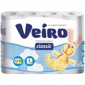 Туалетная бумага Veiro «Classic», 2-х слойная, 12 шт, белая