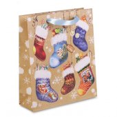 Пакет крафт «Носочки с подарками», вертикальный 23 × 27 × 8 см