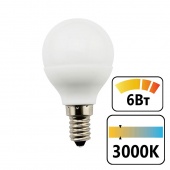 Лампа светодиодная G45, 6 (60) Вт, цоколь E14, «матовый шар», теплый белый свет