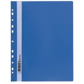 Папка-скоросшиватель пластиковый с перфорацией BRAUBERG, A4, 140/180 мкм, синий