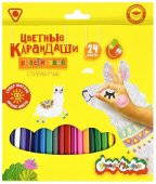 Набор цветных карандашей Каляка-Маляка СТИРАЕМЫЕ с ластиком 24 цв. трехгранные, пластиковые, в картонной упаковке