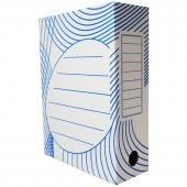 Короб архивный А4, 120 мм, разборный, картон, бело-синий
