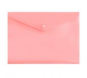 Папка-конверт на кнопке А4 180мкм (330х238мм), непрозрачная, пастельный розовый
