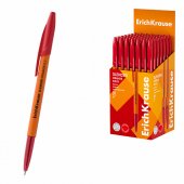 Ручка шариковая ErichKrause Slender Stick Orange 0.7, Super Glide Technology, цвет чернил красный