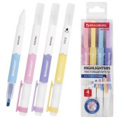 Текстовыделители "пиши-стирай" BRAUBERG REWIND, линия 1-4 мм, 4 ЦВЕТА со стирателями