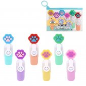 Набор текстовыделителей с топперами  "Лапки", 6 ПАСТЕЛЬНЫХ ЦВЕТОВ, FUNSTER