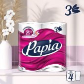 Туалетная бумага PAPIA  3сл, 4рул*16,8м  100% целлюлоз