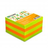 Блок-кубик в боксе 8*8*5 зеленый,оранжевый в пластбоксе прозр NEON