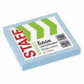 Блок самоклеящийся (стикеры) STAFF MANAGER, 76×76 мм, 100 листов, голубой