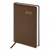 Ежедневник датированный 2026 А5 138x213мм BRAUBERG, балакрон, коричневый