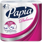 Туалетная бумага Papia «Deluxe», 4-х слойная, 4 шт., с тиснением, белая