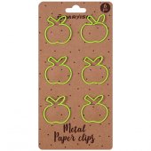 Скрепки металлические "Яблоко" цветн. "Darvish" 6шт/уп (набор)