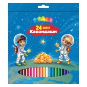 Карандаши цветные «Космонавты», 24 цвета, заточенные