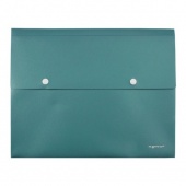 Папка-конверт с 2 кнопками «Perlen», А4, 450мкм, корешок 30мм, зеленый металлик