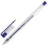 Ручка гелевая STAFF "Basic", СИНЯЯ, корпус прозр., хром. детали, узел 0,5 мм, линия письма 0,35 мм