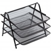 Лоток горизонтальный для бумаг Berlingo «Steel&Style», 3 секции, металлический, сетка, черный