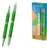 Двухсторонний текстовыделитель с кистью ErichKrause Visioline V-16 Brush Neon, цвет чернил зеленый