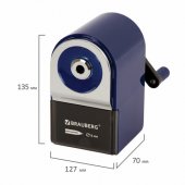 Точилка механическая BRAUBERG "ORIGINAL", для чернографитных и цветных карандашей, крепление к столу, корпус синий