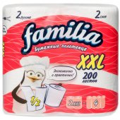 Полотенца бумажные Familia "XXL", 2-х слойные, 2 шт., белые