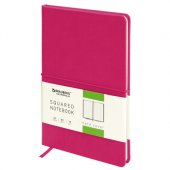 Блокнот А5 (книга для записей) 80л. клетка, обложка ПУ "под кожу", резинка, малиновый