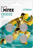 Батарейка литиевая Mirex CR2032 3V 4шт (4/216/648) блистер