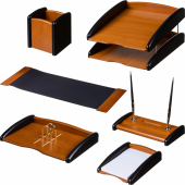 Набор настольный 6M-3A МДФ деревянный коричневый/чёрный (6 предметов)