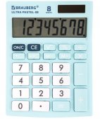 Калькулятор настольный BRAUBERG ULTRA PASTEL-08-LB, КОМПАКТНЫЙ (154x115 мм), 8 разрядов, двойное питание, ГОЛУБОЙ