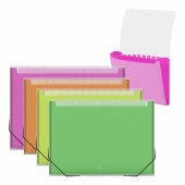 Папка-картотека пластиковая ErichKrause Matt Neon, с 13 цветными отделениями, A4, прозрачный, ассорти