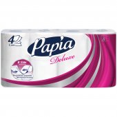 Туалетная бумага Papia «Deluxe», 4-х слойная, 8 шт., с тиснением, белая
