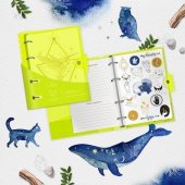Тетрадь со сменным блоком 120 л. А5, клетка, на кольцах LOREX NEON. YELLOW пластиковая обложка, с наклейками