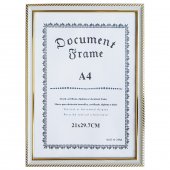 Рамка пластиковая со стеклом 21х29.7, белая с двойной позолотой