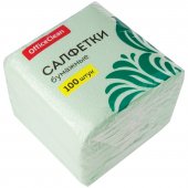 Бумажные салфетки OfficeClean, 1-слойные, 24 × 24 см, 100 шт., зеленые