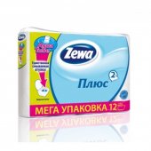 Туалетная бумага Zewa «Plus», 2-х слойная, 12 шт., белая