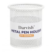 Стакан-подставка металлический для канцелярских принадлежностей круглый, белый