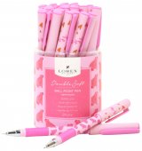 Ручка масляная LOREX HAPPYBARA Double Soft синяя 0,7 мм, с дизайном круглый корпус, покрытие ultra-soft touch, грип, игольчатый наконечник