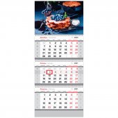 Календарь квартальный OfficeSpace Standard на 2021 год "Ягодный десерт", с бегунком