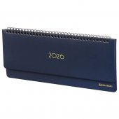 Планинг датированный 2026 305х140 мм BRAUBERG "Select", под кожу, темно-синий
