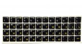Наклейки на клавиатуру (13мм*13мм) черный фон, ЖЕЛТЫЕ русские буквы, белые латинские